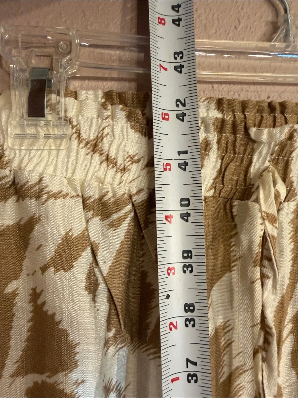 Wide Leg Floral Print Pants in Cream and Tan